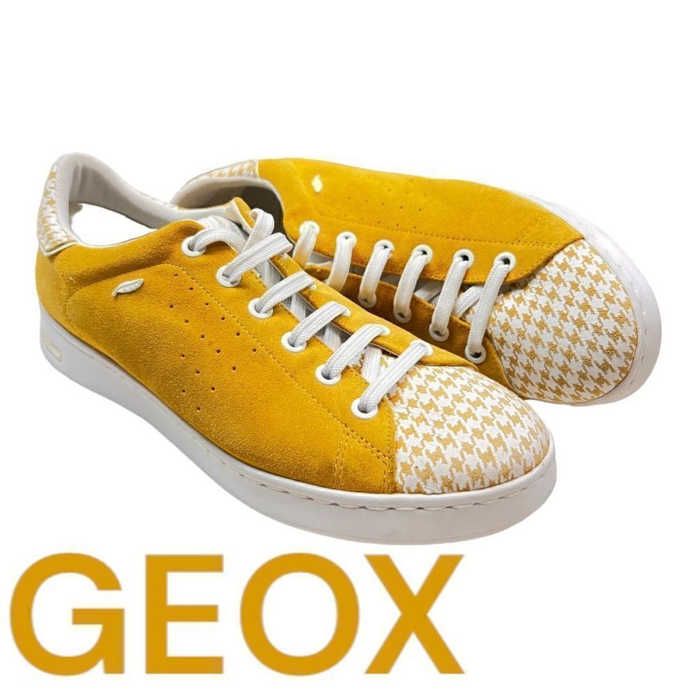 Geox Respira Women's Suede Low Top Trainers Sneakers Shoes White Yellow Size 6